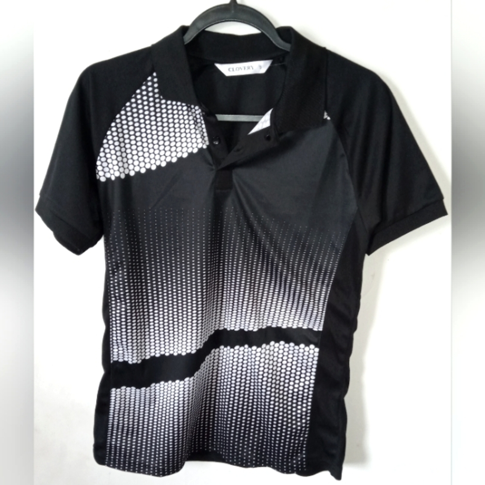 Clovery Abstract Pattern Black and White Polo Shirt NWT Women's Size S
